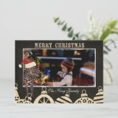 Roos Zebra - Zwarte & ivoren kerstkaart (Staand voorkant)