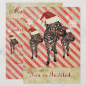 Roos Zebras Holiday Uitnodiging (Voorkant / Achterkant)