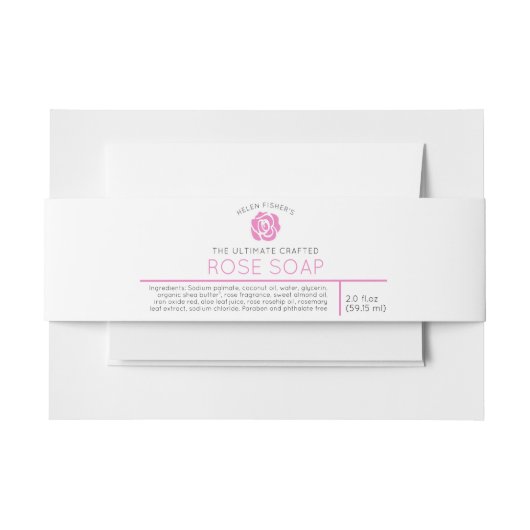 Roos zeep of ander roze schoonheidsproduct uitnodigingen wikkel (Voorkant Voorbeeld)