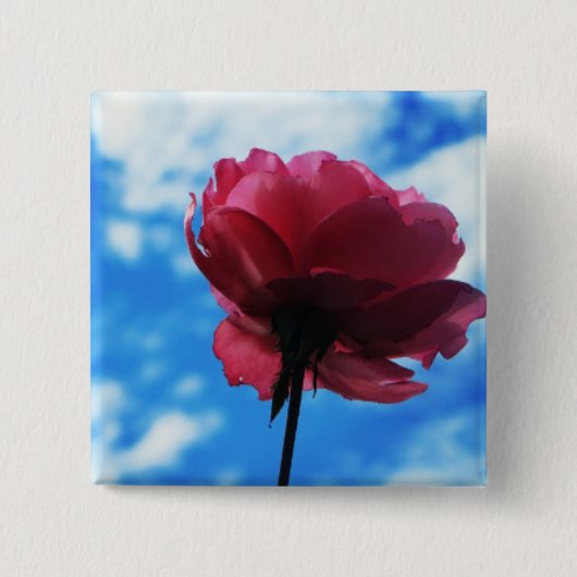 Roos zomer vierkante button 5,1 cm (Voorkant)