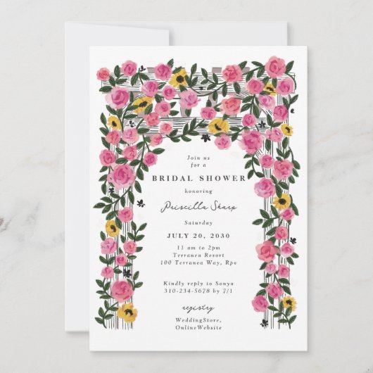 Roos Zonnebloem Trellis Spring Garden Vrijgezellen Kaart (Voorkant)