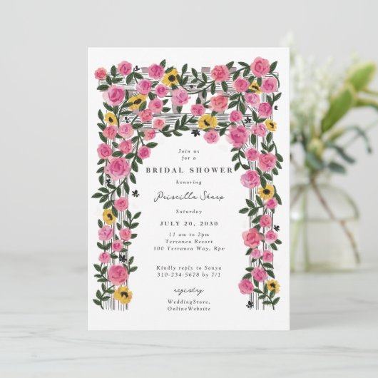 Roos Zonnebloem Trellis Spring Garden Vrijgezellen Kaart (Staand voorkant)