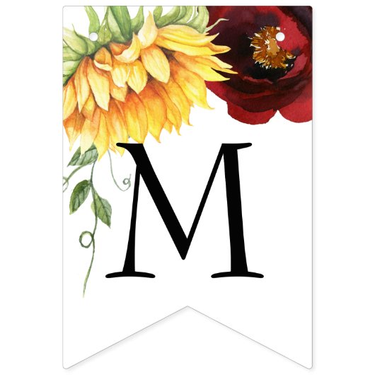 Roos Zonnebloem Weddenschap gewoon gehuwde Bunting Vlaggetjes (Eerste vlag)