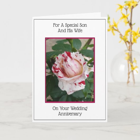 Roos zoon en vrouw persoonlijk Jubileum Kaart (Gele Bloem)