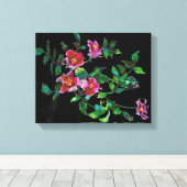  Roos - zwart Canvas Afdruk (Insitu (Houten vloer))