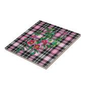  Roos - zwart en roze gelooid Tegeltje (Zijkant)