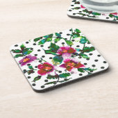  Roos - zwart en wit polka-stippen Bier Onderzetter (Linkerzijde)