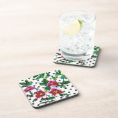  Roos - zwart en wit polka-stippen Bier Onderzetter (Rechterzijde)