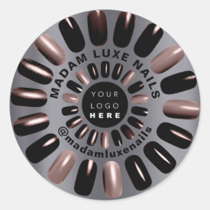 Roos Zwart Nails Stylist Boutique Grey Custom Logo Ronde Sticker