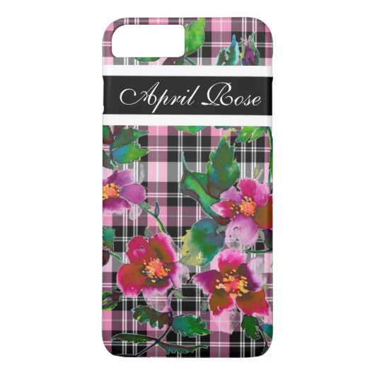roos zwart/roze pleister monogrammen Case-Mate iPhone case (Achterkant)