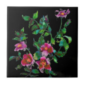  Roos - zwart Tegeltje (Voorkant)