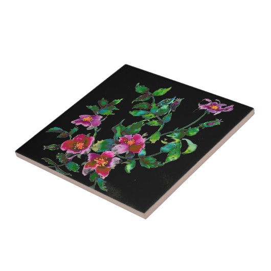  Roos - zwart Tegeltje (Zijkant)