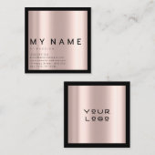 Roos zwart vierkant eenvoudig Moderne minimale Log Afsprakenkaartje (Voorkant / Achterkant)