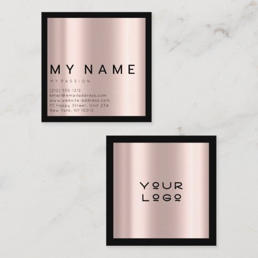 Roos zwart vierkant eenvoudig Moderne minimale Log Afsprakenkaartje (Voorkant / Achterkant)