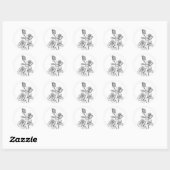  Roos Zwart Wit Bloemen Bloemen Bruiloft Ronde Sticker (Vel)