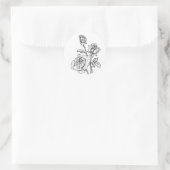  Roos Zwart Wit Bloemen Bloemen Bruiloft Ronde Sticker (Tas)