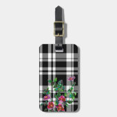 Roos - zwart-wit gelooid Bagagelabel (Voorkant verticaal)