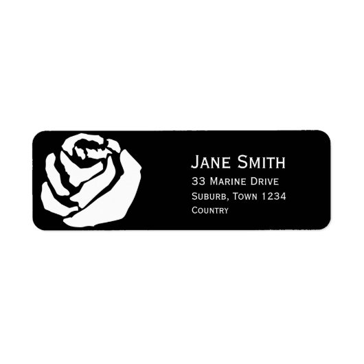  Roos zwart-wit kunst Etiket (Voorkant)