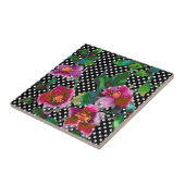  Roos zwart/wit polka-stippen Tegeltje (Zijkant)