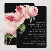  Roos Zwarte Bridesmaid Luncheon Wedding Kaart (Voorkant / Achterkant)