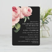 Roos Zwarte Bridesmaid Luncheon Wedding Kaart (Staand voorkant)