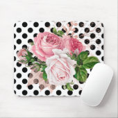 ROOS ZWARTE ZWARTE POLKA DOT BOW MUISMAT (Met muis)