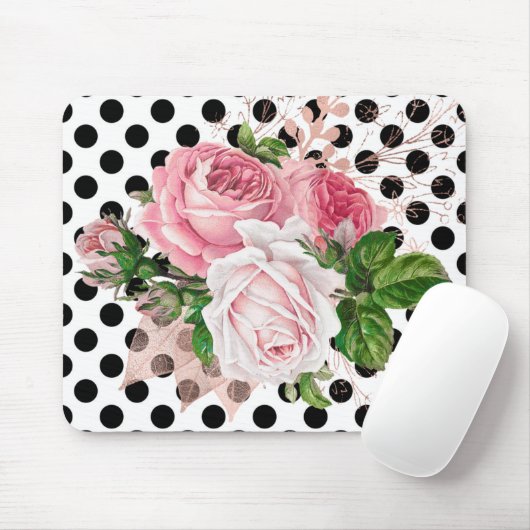 ROOS ZWARTE ZWARTE POLKA DOT BOW MUISMAT (Met muis)