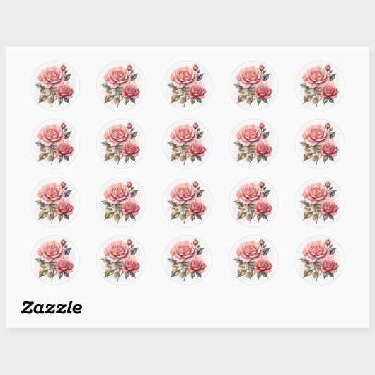 roosbloem ronde sticker (Vel)