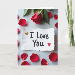 Roosbloemblinkende Liefdeshartkaart Kaart