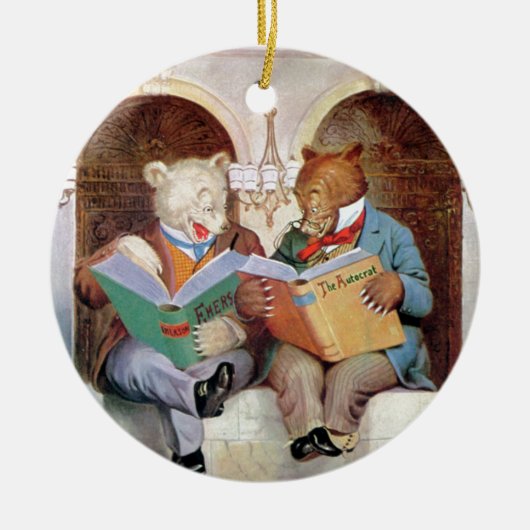Roosevelt Bears in de Openbare Bibliotheek Keramisch Ornament (Voorkant)