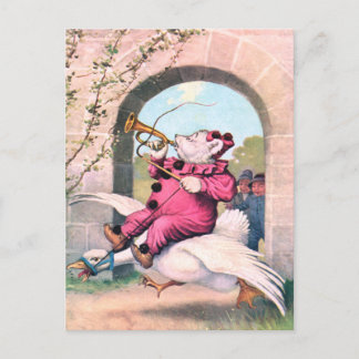 Roosevelt Beer als een clown rijden op Moeder Gans Briefkaart