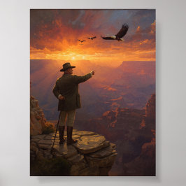 Roosevelt bij de Grand Canyon Poster