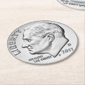 Roosevelt Dime Round Paper Onderzetter (Gebogen)