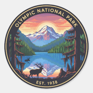 Roosevelt Elk Washington Nationaal park Ronde Sticker