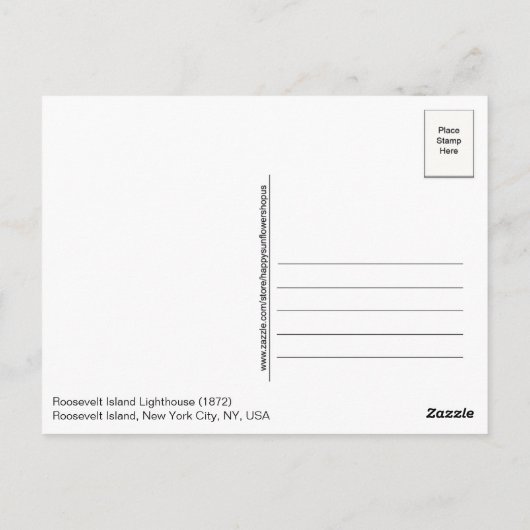 Roosevelt Island Lighthouse New York USA Postcard Briefkaart (Achterkant)