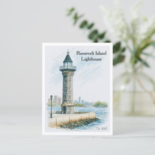 Roosevelt Island Lighthouse NYC Postcard Briefkaart (Staand voorkant)