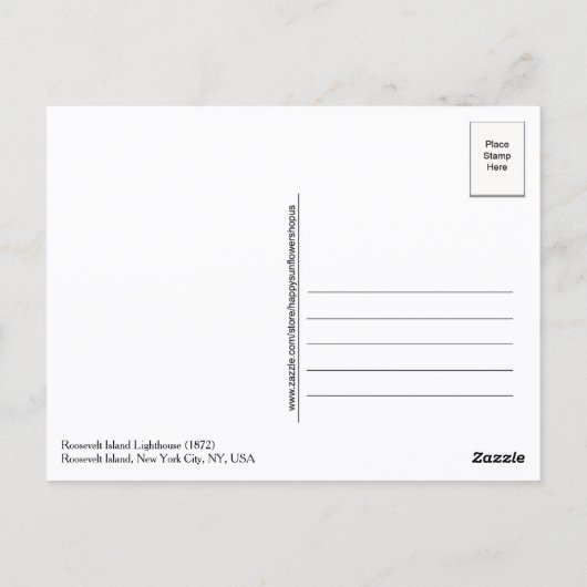Roosevelt Island Lighthouse NYC Postcard Briefkaart (Achterkant)
