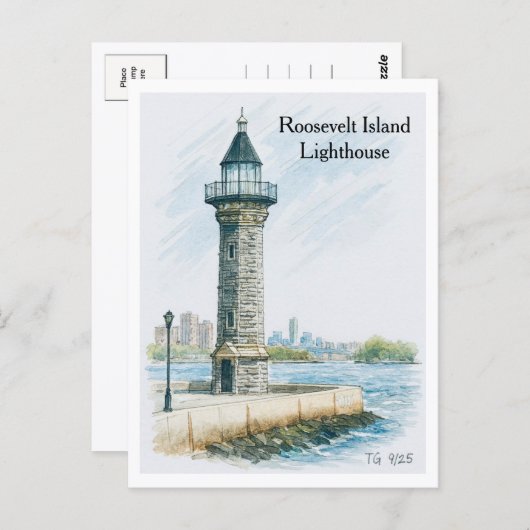 Roosevelt Island Lighthouse NYC Postcard Briefkaart (Voorkant / Achterkant)