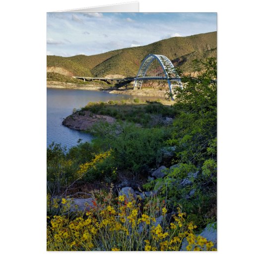 Roosevelt Lake Bridge Arizona Yellow Wildbloemen (Voorkant)
