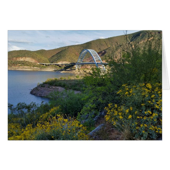 Roosevelt Lake Bridge Arizona Yellow Wildbloemen (Voorkant Horizontaal)