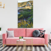 Roosevelt Lake Bridge Arizona Yellow Wildbloemen Canvas Afdruk (Insitu (Woonkamer))