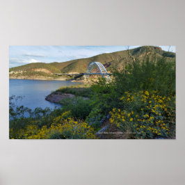 Roosevelt Lake Bridge Arizona Yellow Wildbloemen Poster