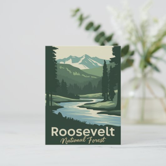 Roosevelt National Forest Minimale reiskunst Feestdagenkaart (Staand voorkant)
