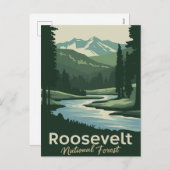 Roosevelt National Forest Minimale reiskunst Feestdagenkaart (Voorkant / Achterkant)