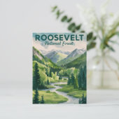 Roosevelt National Forest Waterverf Reizen Feestdagenkaart (Staand voorkant)