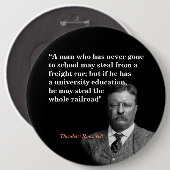 Roosevelt Theodore citeert beroemde "teddy Rooseve Ronde Button 6,0 Cm (Voorkant /achterkant)