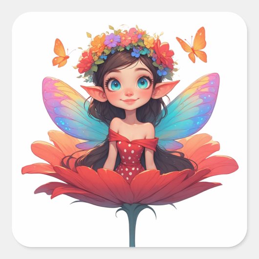 🧚 Roosfee Decal Voor Kinderkamer Accessoires 🌙 Vierkante Sticker (Voorkant)