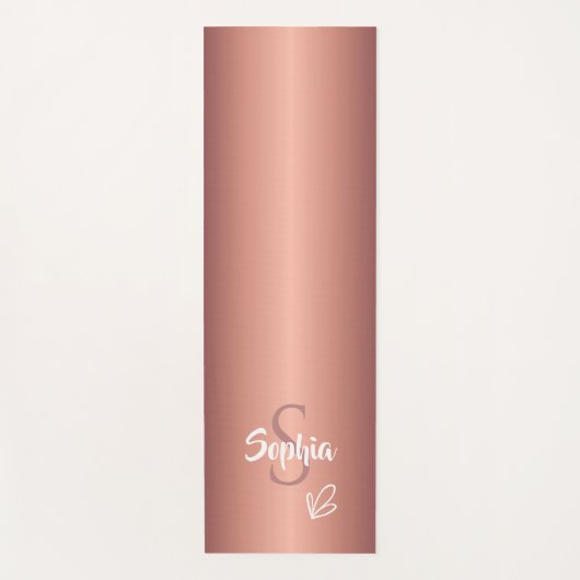 Roosgouden metalen monogram naam script yogamat (Voorkant)