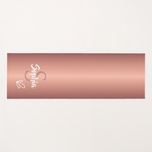 Roosgouden metalen monogram naam script yogamat (Voorkant (horizontaal))