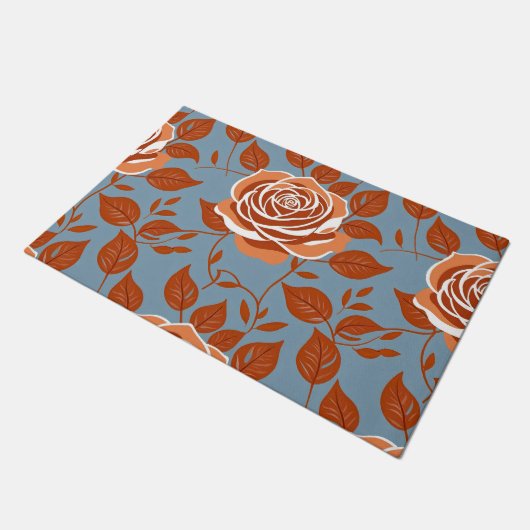 Roospatroon Met Warme Tinten Van Oranje En Roest Deurmat (Schuin)